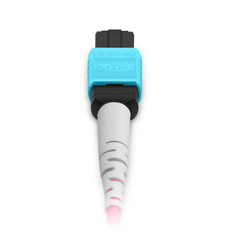 2m (7ft) MTP® Harness, MTP®-8 UPC (Female) to 4 x LC UPC Duplex, 8 Fibers, Multimode (OM4), Plenum (OFNP), 0.35dB Max, Type B, 1m Equal Breakout Length, Magenta