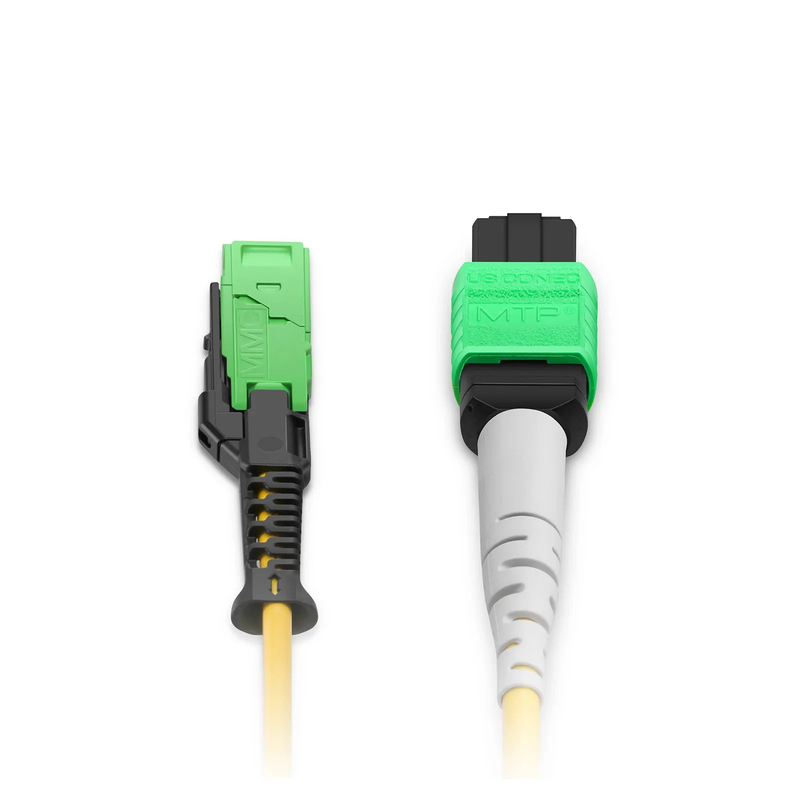 3m (10ft) MMC Breakout Cable, MMC-16 APC (Female) to 2 x MTP®-8 APC (Female), 16 Fibers, Single Mode (OS2), Plenum (OFNP), 0.35dB Max, Jumper Polarity, Yellow