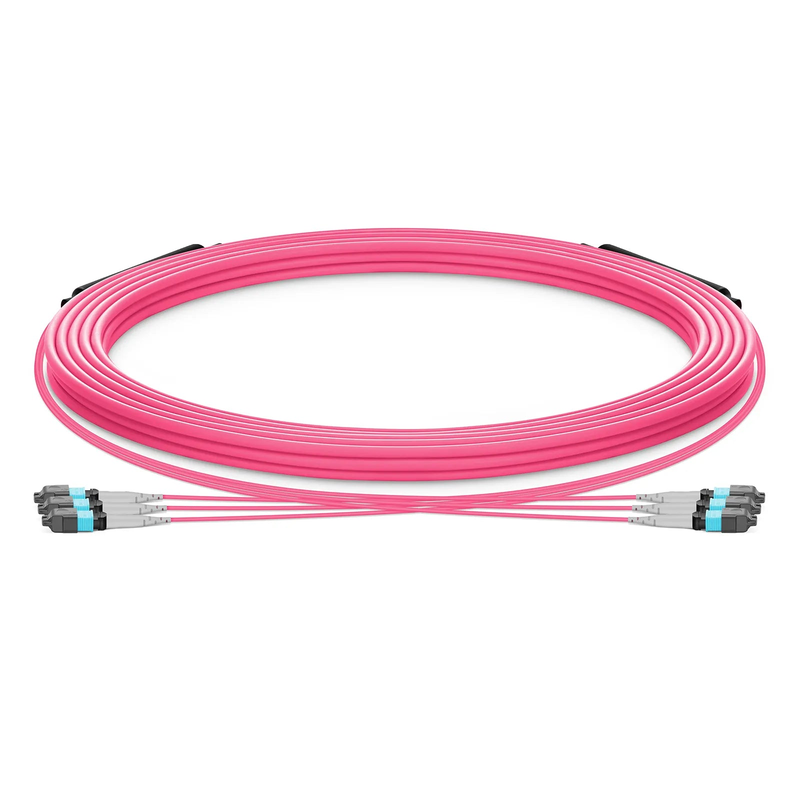 30m (98ft) MTP® Trunk Cable, MTP®-8 UPC (Female) to MTP®-8 UPC (Female), 24 Fibers, Multimode (OM4), Plenum (OFNP), 0.20dB Max, Type B, Double Jacket, Magenta