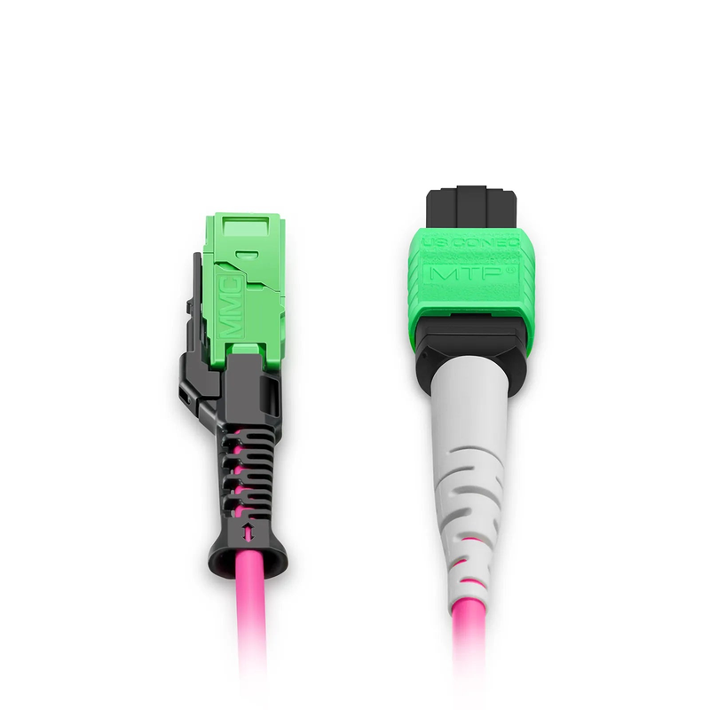 3m (10ft) MMC Breakout Cable, MMC-24 APC (Female) to 3 x MTP®-8 APC (Female), 24 Fibers, Multimode (OM4), Plenum (OFNP), 0.35dB Max, Jumper Polarity, Magenta