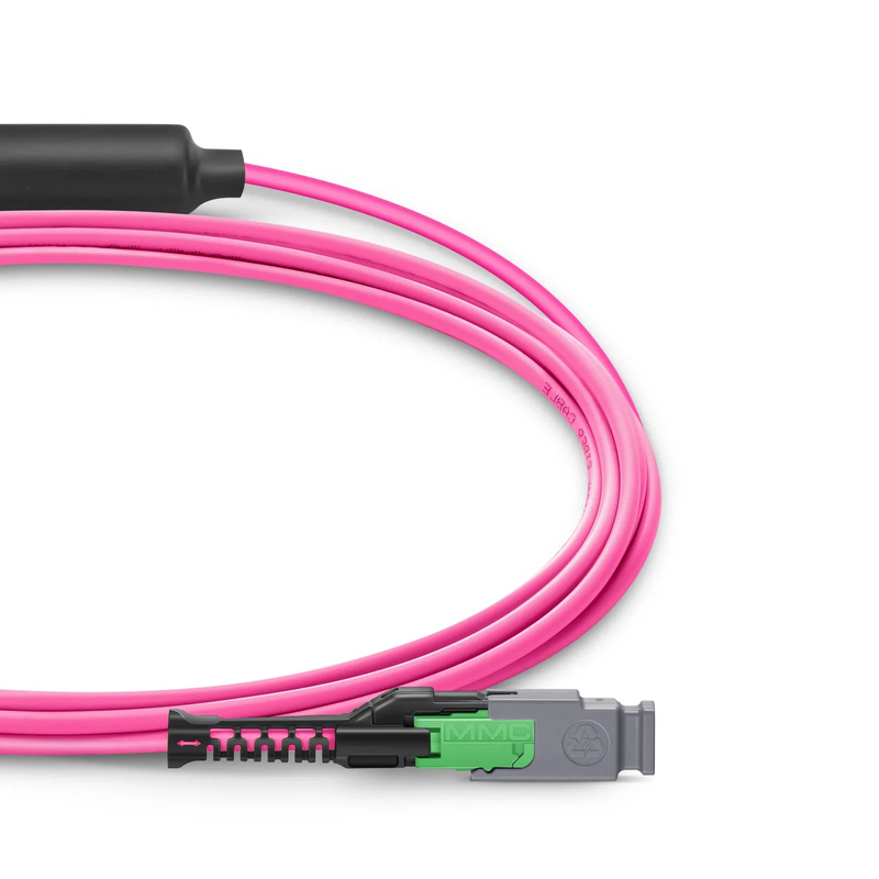 1m (3ft) MMC Breakout Cable, MMC-24 APC (Female) to 3 x MTP®-8 APC (Female), 24 Fibers, Multimode (OM4), Plenum (OFNP), 0.35dB Max, Jumper Polarity, Magenta