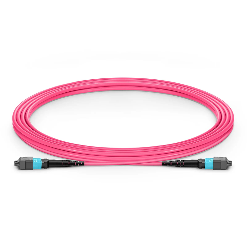4m (13ft) MTP® Jumper, MTP®-12 UPC (Female) to MTP®-12 UPC (Female), 12 Fibers, Multimode (OM4), Plenum (OFNP), 0.35dB Max, Type B, Magenta