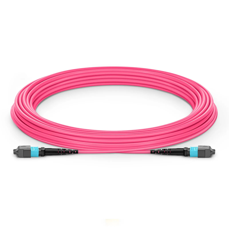 15m (49ft) MTP® Jumper, MTP®-12 UPC (Female) to MTP®-12 UPC (Female), 12 Fibers, Multimode (OM4), Plenum (OFNP), 0.35dB Max, Type B, Magenta