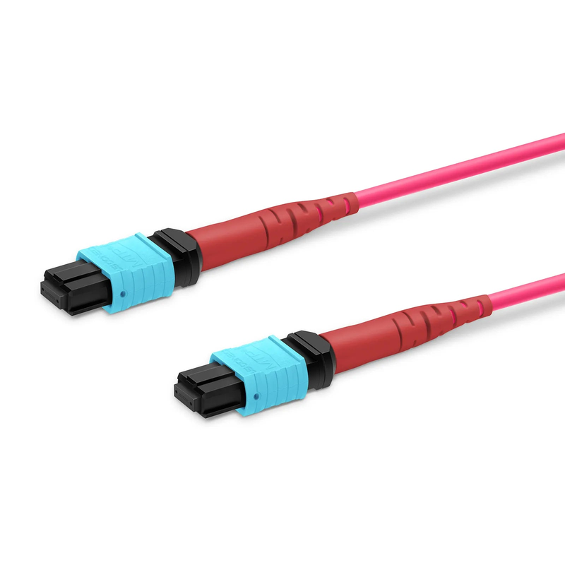 1m (3ft) MTP® Jumper, MTP®-24 UPC (Female) to MTP®-24 UPC (Female), 24 Fibers, Multimode (OM4), Plenum (OFNP), 0.35dB Max, Type A, Magenta