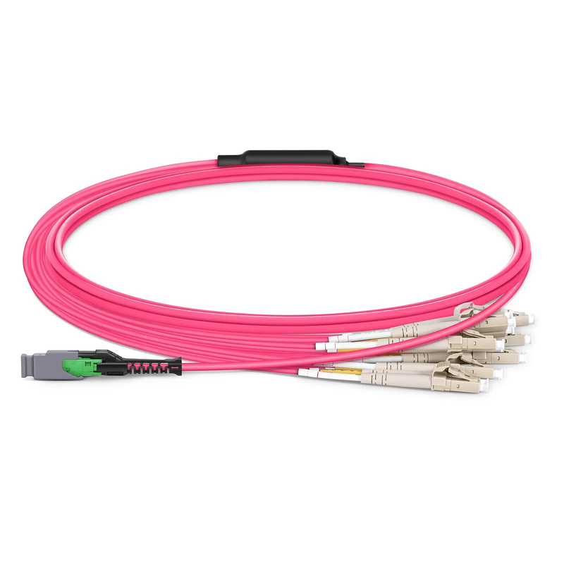 2m (7ft) MMC Harness, MMC-16 APC (Female) to 8 x LC UPC Duplex, 16 Fibers, Multimode (OM4), Plenum (OFNP), 0.35dB Max, Jumper Polarity, Magenta