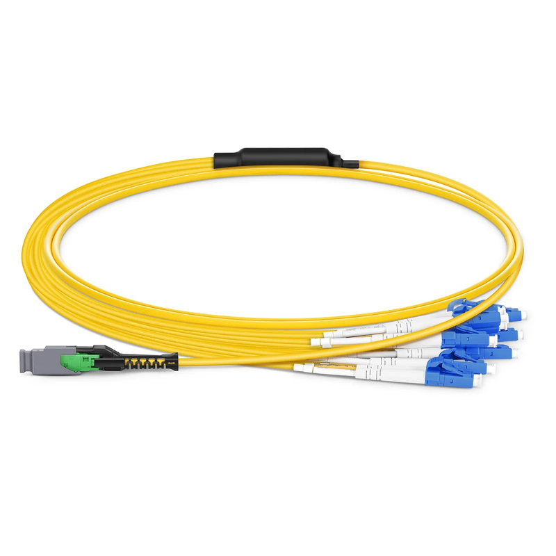 1m (3ft) MMC Harness, MMC-16 APC (Female) to 8 x LC UPC Duplex, 16 Fibers, Single Mode (OS2), Plenum (OFNP), 0.35dB Max, Jumper Polarity, Yellow