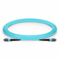 5m (16ft) MTP® Jumper, MTP®-12 UPC (Female) to MTP®-12 UPC (Female), 12 Fibers, Multimode (OM3), Plenum (OFNP), 0.35dB Max, Type A, Aqua