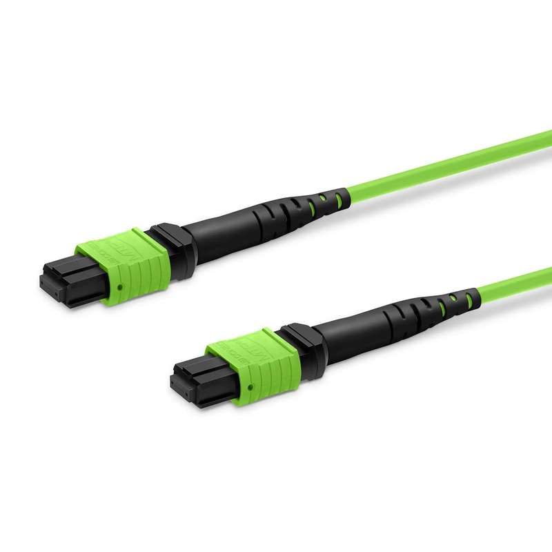 2m (7ft) MTP® Jumper, MTP®-12 UPC (Female) to MTP®-12 UPC (Female), 12 Fibers, Multimode (OM5), Plenum (OFNP), 0.35dB Max, Type A, Lime Green