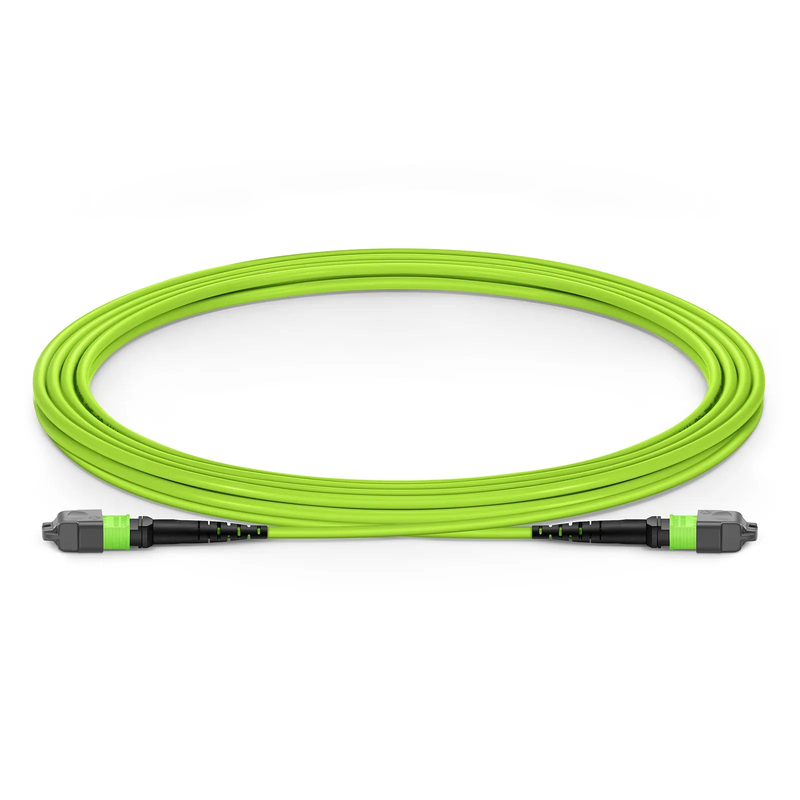 3m (10ft) MTP® Jumper, MTP®-12 UPC (Female) to MTP®-12 UPC (Female), 12 Fibers, Multimode (OM5), Plenum (OFNP), 0.35dB Max, Type A, Lime Green