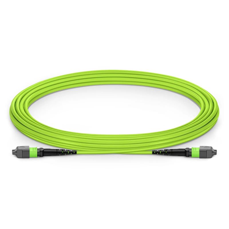 5m (16ft) MTP® Jumper, MTP®-12 UPC (Female) to MTP®-12 UPC (Female), 12 Fibers, Multimode (OM5), Plenum (OFNP), 0.35dB Max, Type A, Lime Green