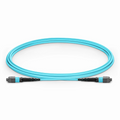 2m (7ft) MTP® Jumper, MTP®-12 UPC (Female) to MTP®-12 UPC (Female), 12 Fibers, Multimode (OM3), Plenum (OFNP), 0.35dB Max, Type B, Aqua