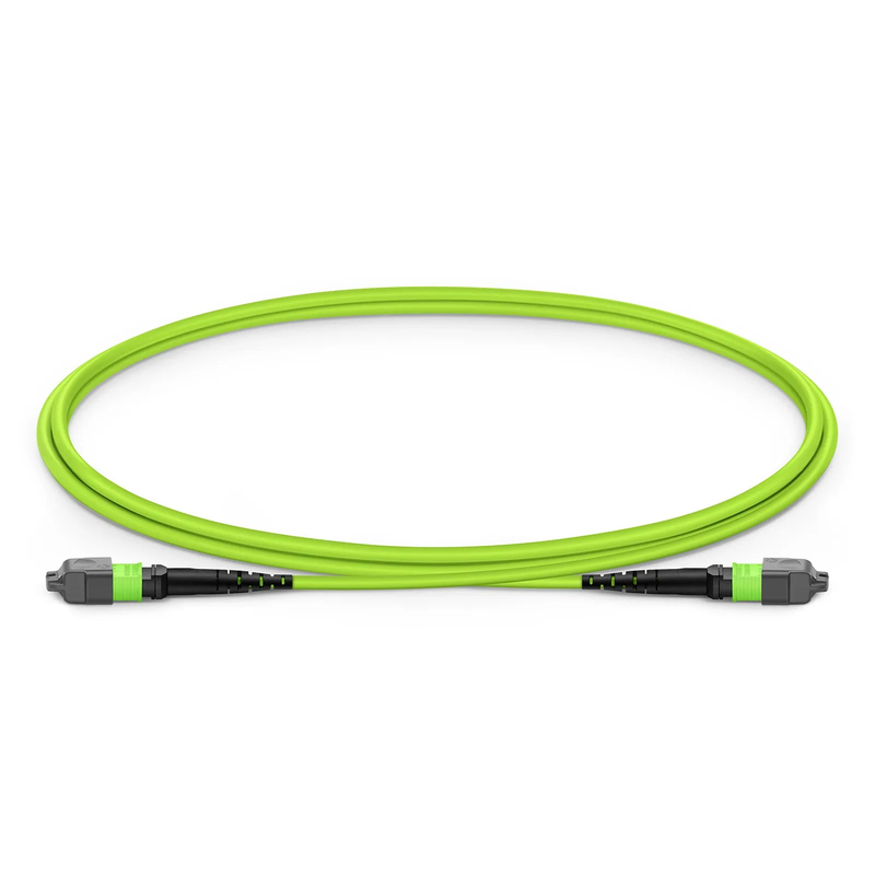 1m (3ft) MTP® Jumper, MTP®-12 UPC (Female) to MTP®-12 UPC (Female), 12 Fibers, Multimode (OM5), Plenum (OFNP), 0.35dB Max, Type A, Lime Green