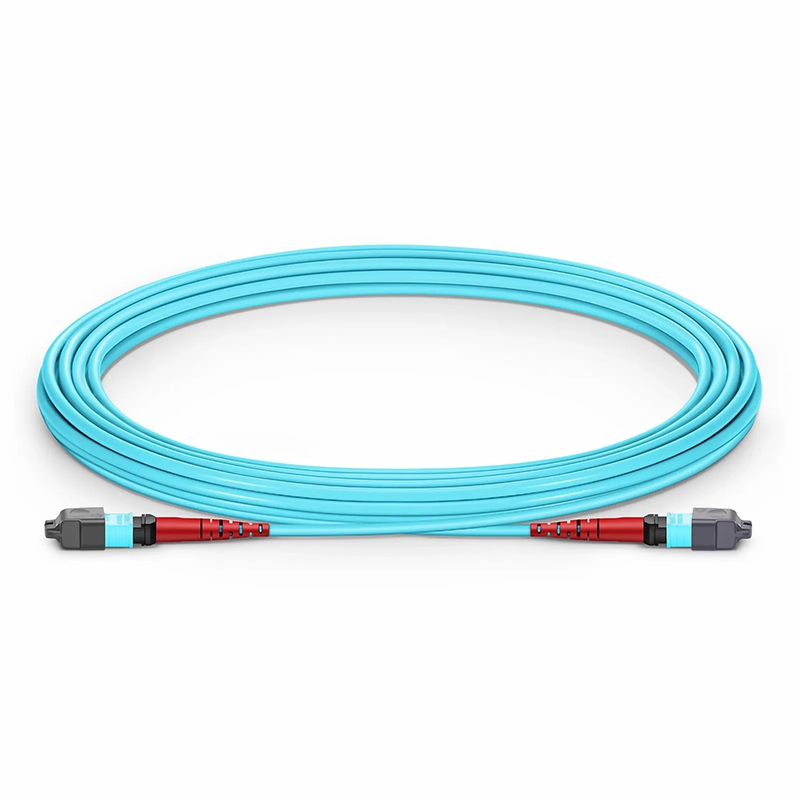 5m (16ft) MTP® Jumper, MTP®-24 UPC (Female) to MTP®-24 UPC (Female), 24 Fibers, Multimode (OM3), Plenum (OFNP), 0.35dB Max, Type A, Aqua