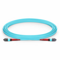 5m (16ft) MTP® Jumper, MTP®-24 UPC (Female) to MTP®-24 UPC (Female), 24 Fibers, Multimode (OM3), Plenum (OFNP), 0.35dB Max, Type A, Aqua
