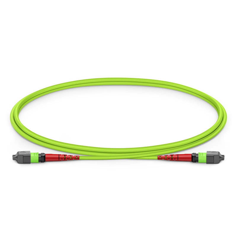 1m (3ft) MTP® Jumper, MTP®-24 UPC (Female) to MTP®-24 UPC (Female), 24 Fibers, Multimode (OM5), Plenum (OFNP), 0.35dB Max, Type A, Lime Green