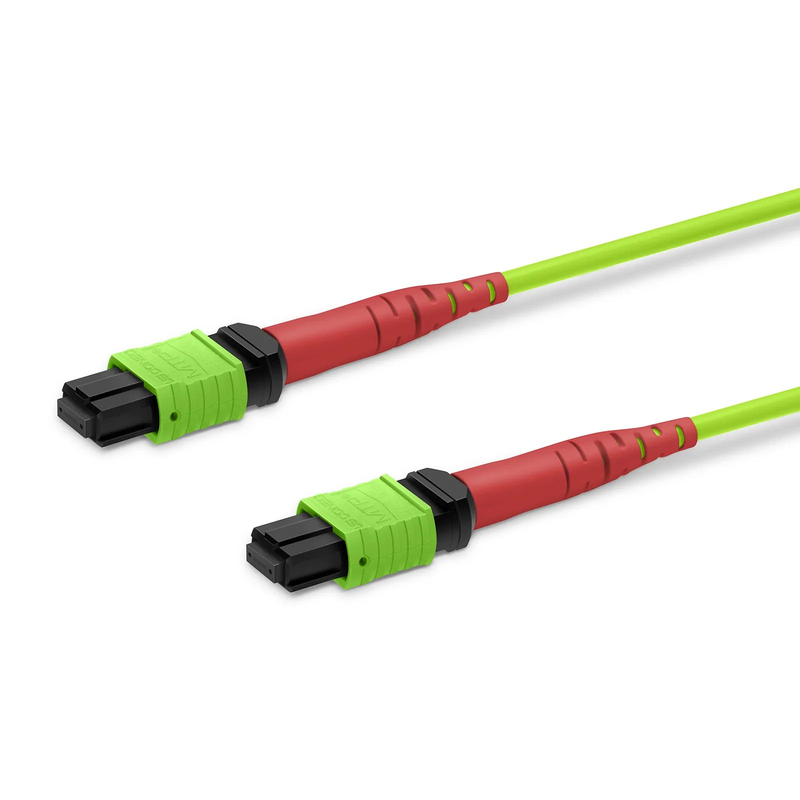 1m (3ft) MTP® Jumper, MTP®-24 UPC (Female) to MTP®-24 UPC (Female), 24 Fibers, Multimode (OM5), Plenum (OFNP), 0.35dB Max, Type A, Lime Green