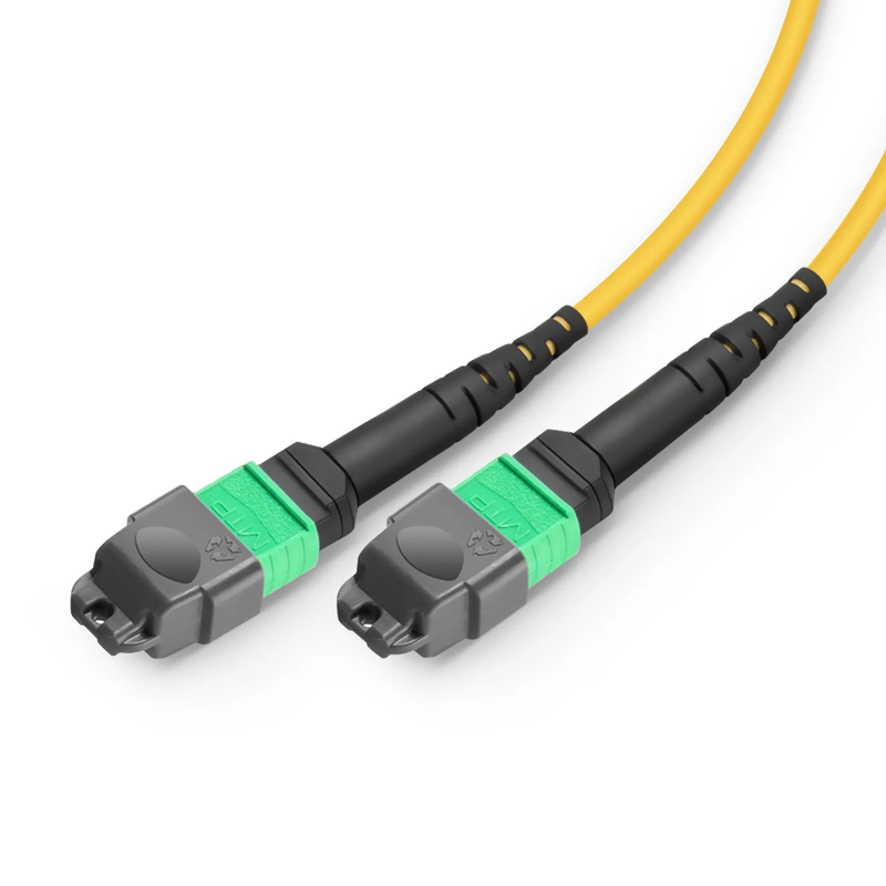 2m (7ft) MTP® Breakout Cable, MTP®-24 APC (Female) to 2 x MTP®-12 APC (Female), 24 Fibers, Single Mode (OS2), Plenum (OFNP), 0.35dB Max, Type A, Yellow