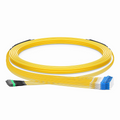 30m (98ft) MTP® Hybrid Trunk Cable, MTP®-12 APC (Female) to 6 LC UPC Duplex Uniboot, 48 Fibers, Single Mode (OS2), Plenum (OFNP), 0.35dB Max, Type B, Double Jacket, Yellow