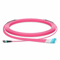 30m (98ft) MTP® Hybrid Trunk Cable, MTP®-12 UPC (Female) to 6 LC UPC Duplex Uniboot, 24 Fibers, Multimode (OM4), Plenum (OFNP), 0.20dB Max, Type B, Double Jacket, Magenta