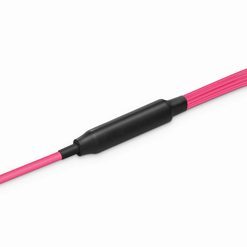 30m (98ft) MTP® Hybrid Trunk Cable, MTP®-12 UPC (Female) to 6 LC UPC Duplex Uniboot, 24 Fibers, Multimode (OM4), Plenum (OFNP), 0.20dB Max, Type B, Double Jacket, Magenta