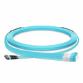 30m (98ft) MTP® Hybrid Trunk Cable, MTP®-12 UPC (Female) to 6 LC UPC Duplex Uniboot, 48 Fibers, Multimode (OM3), Plenum (OFNP), 0.20dB Max, Type B, Double Jacket, Aqua