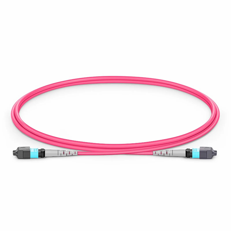 1m (3ft) MTP® Jumper, MTP®-8 UPC (Female) to MTP®-8 UPC (Female), 8 Fibers, Multimode (OM4), Plenum (OFNP), 0.35dB Max, Type B, Magenta