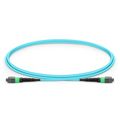 1m (3ft) MTP® Jumper, MTP®-16 APC (Female) to MTP®-16 APC (Female), 16 Fibers, Multimode (OM3), Dual Rated (OFNR/LSZH), 0.35dB Max, Crossover, Aqua