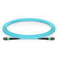 3m (10ft) MTP® Jumper, MTP®-16 APC (Female) to MTP®-16 APC (Female), 16 Fibers, Multimode (OM3), Plenum (OFNP), 0.35dB Max, Crossover, Aqua