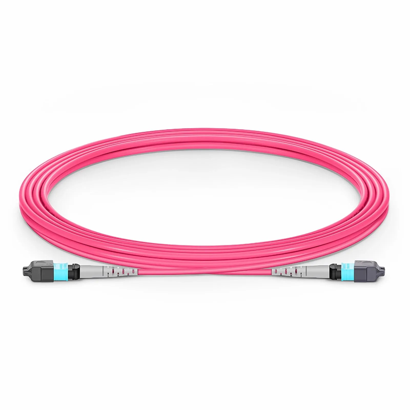 3m (10ft) MTP® Jumper, MTP®-8 UPC (Female) to MTP®-8 UPC (Female), 8 Fibers, Multimode (OM4), Plenum (OFNP), 0.25dB Max, Type B, Magenta