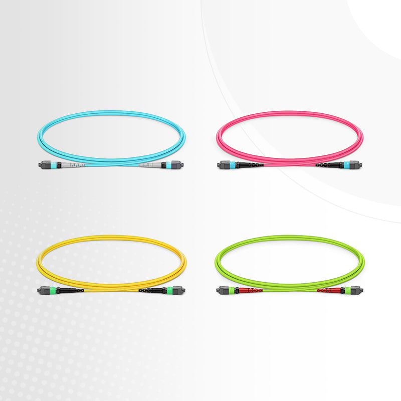 5m (16ft) MTP® Jumper, MTP®-12 UPC (Female) to MTP®-12 UPC (Female), 12 Fibers, Multimode (OM5), Plenum (OFNP), 0.35dB Max, Type B, Lime Green