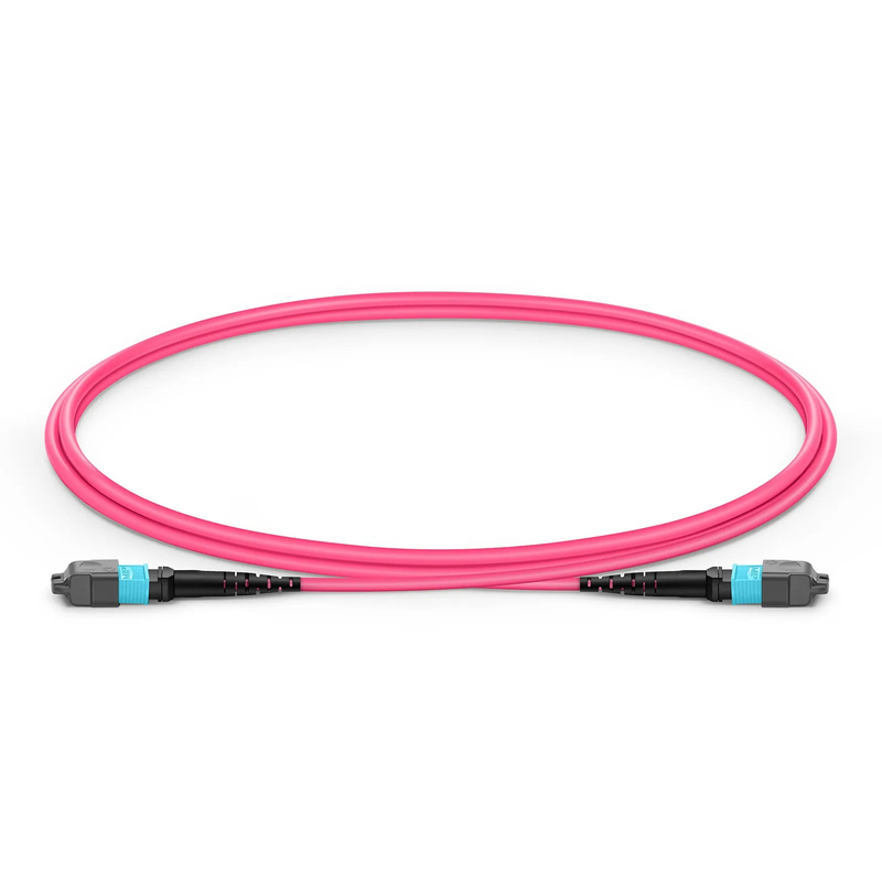1m (3ft) MTP® Jumper, MTP®-12 UPC (Female) to MTP®-12 UPC (Female), 12 Fibers, Multimode (OM4), Plenum (OFNP), 0.35dB Max, Type B, Magenta
