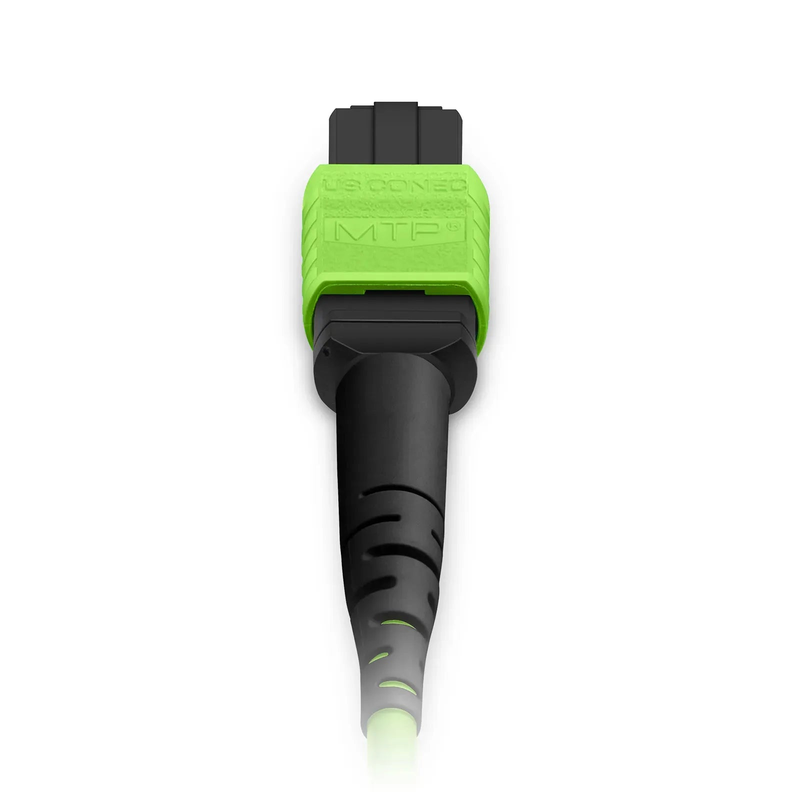 2m (7ft) MTP® Jumper, MTP®-12 UPC (Female) to MTP®-12 UPC (Female), 12 Fibers, Multimode (OM5), Plenum (OFNP), 0.35dB Max, Type B, Lime Green