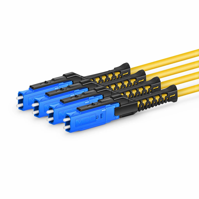 2m (7ft) MTP® Harness, MTP®-8 APC (Female) to 4 MDC UPC Duplex, 8 Fibers, Single Mode (OS2), Plenum (OFNP), 0.35dB Max, Type B, Yellow