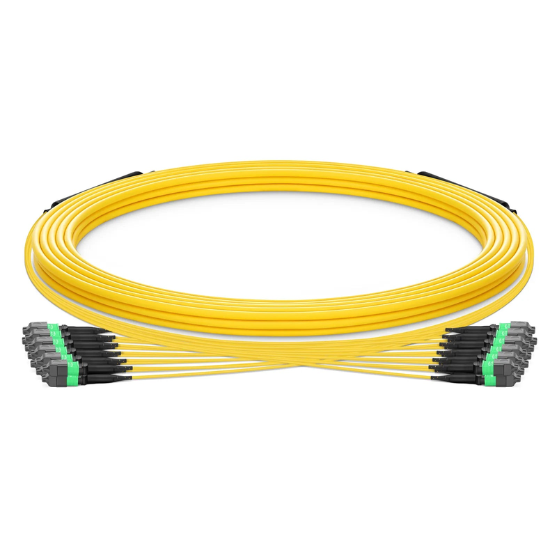 25m (82ft) MTP® Trunk Cable, MTP®-12 APC (Female) to MTP®-12 APC (Female), 144 Fibers, Single Mode (OS2), Plenum (OFNP), 0.35dB Max, Type B, Double Jacket, Yellow