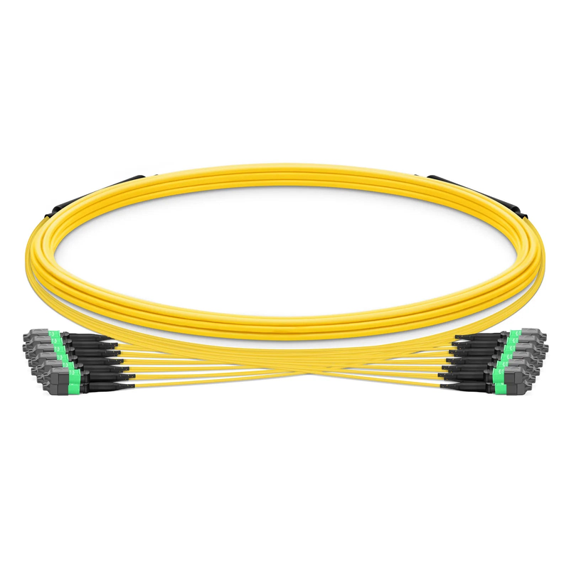 5m (16ft) MTP® Trunk Cable, MTP®-12 APC (Female) to MTP®-12 APC (Female), 144 Fibers, Single Mode (OS2), Plenum (OFNP), 0.35dB Max, Type B, Double Jacket, Yellow