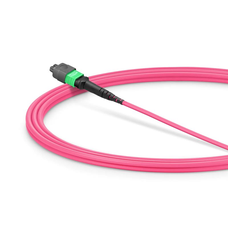 2m (7ft) MMC Jumper, MMC-16 APC (Female) to MTP®-16 APC (Female), 16 Fibers, Multimode (OM4), Plenum (OFNP), 0.35dB Max, Jumper Polarity, Magenta