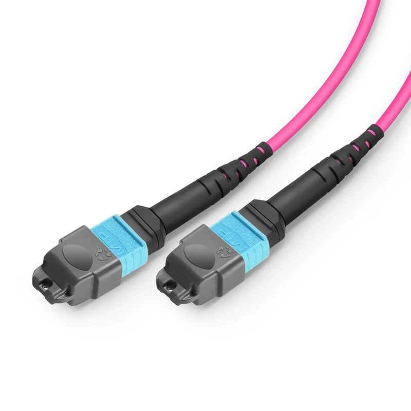 1m (3ft) MTP® Breakout Cable, MTP®-24 UPC (Female) to 2 x MTP®-12 UPC (Female), 24 Fibers, Multimode (OM4), Plenum (OFNP), 0.35dB Max, Type A, Magenta