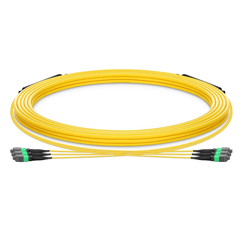30m (98ft) MTP® Trunk Cable, MTP®-12 APC (Male) to MTP®-12 APC (Male), 36 Fibers, Single Mode (OS2), Plenum (OFNP), 0.35dB Max, Type B, Double Jacket, Yellow