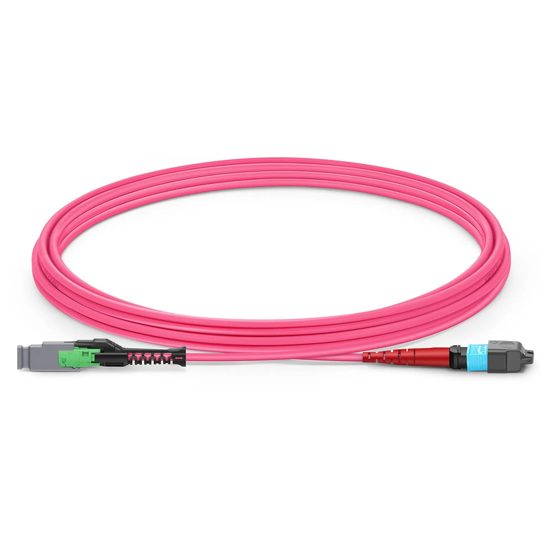 3m (10ft) MMC Jumper, MMC-24 APC (Female) to MTP®-24 UPC (Female), 24 Fibers, Multimode (OM4), Plenum (OFNP), 0.35dB Max, Jumper Polarity, Magenta