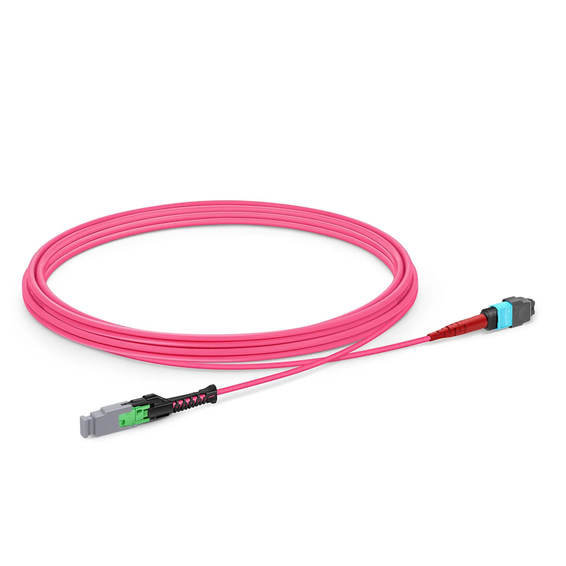 3m (10ft) MMC Jumper, MMC-24 APC (Female) to MTP®-24 UPC (Female), 24 Fibers, Multimode (OM4), Plenum (OFNP), 0.35dB Max, Jumper Polarity, Magenta