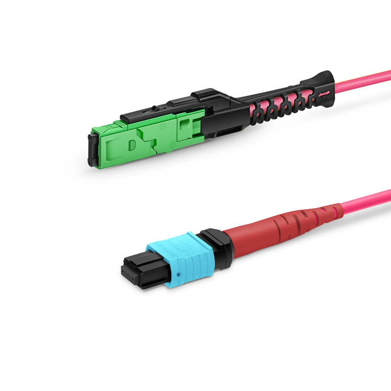 3m (10ft) MMC Jumper, MMC-24 APC (Female) to MTP®-24 UPC (Female), 24 Fibers, Multimode (OM4), Plenum (OFNP), 0.35dB Max, Jumper Polarity, Magenta