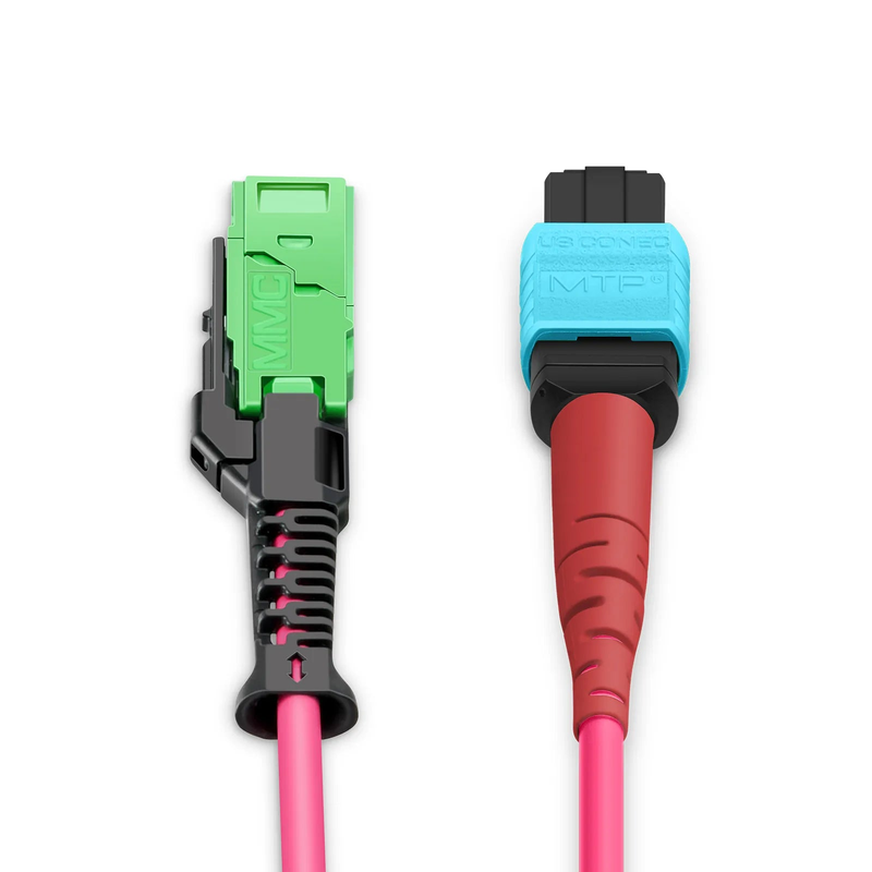 1m (3ft) MMC Jumper, MMC-24 APC (Female) to MTP®-24 UPC (Female), 24 Fibers, Multimode (OM4), Plenum (OFNP), 0.35dB Max, Jumper Polarity, Magent