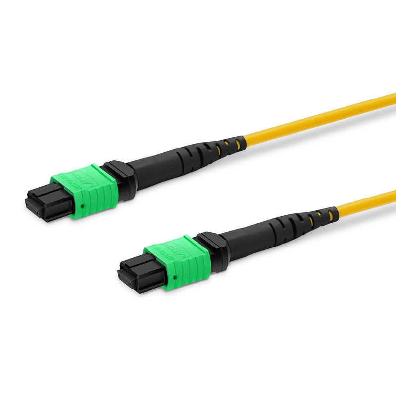 1m (3ft) MTP® Jumper, MTP®-16 APC (Female) to MTP®-16 APC (Female), 16 Fibers, Single Mode (OS2), Dual Rated (OFNR/LSZH), 0.35dB Max, Crossover, Yellow