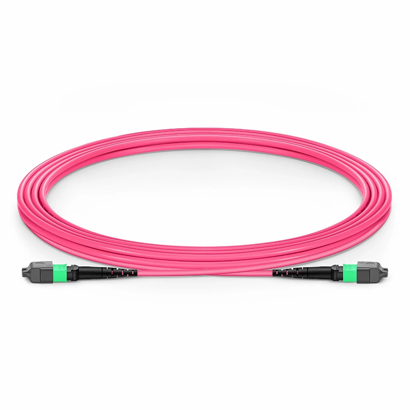 3m (10ft) MTP® Jumper, MTP®-16 APC (Female) to MTP®-16 APC (Female), 16 Fibers, Multimode (OM4), Plenum (OFNP), 0.35dB Max, Crossover, Magenta