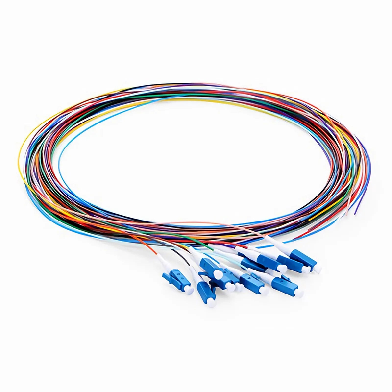 1m (3ft) Fiber Pigtail, LC UPC to Unterminated, Simplex, OM3 Multimode, PVC (Unrated), 0.9mm, Aqua
