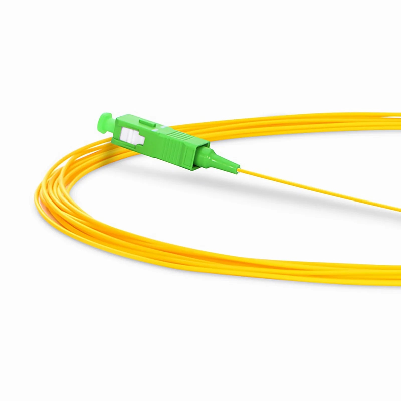 1m (3ft) Fiber Pigtail, SC APC to Unterminated, Simplex, OS2 Single Mode, PVC (Unrated), 0.9mm, Yellow