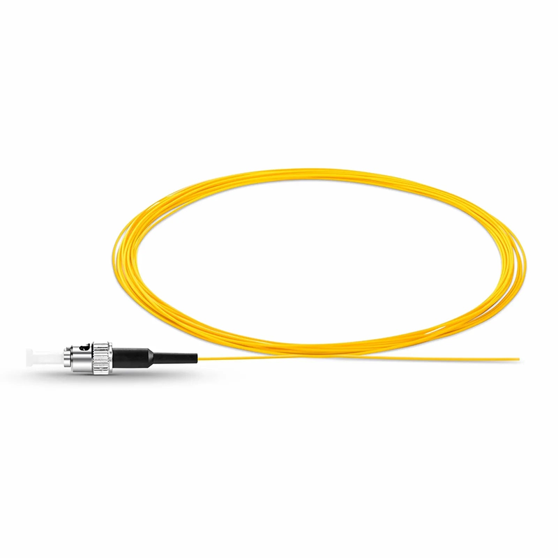 2m (7ft) Fiber Pigtail, ST UPC to Unterminated, Simplex, OS2 Single Mode, PVC (Unrated), 0.9mm, Yellow
