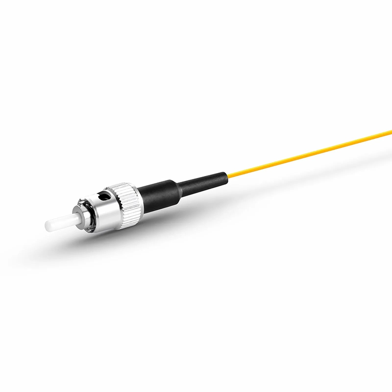 2m (7ft) Fiber Pigtail, ST UPC to Unterminated, Simplex, OS2 Single Mode, PVC (Unrated), 0.9mm, Yellow