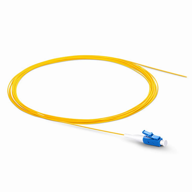 1m (3ft) Fiber Pigtail, LC UPC to Unterminated, Simplex, OS2 Single Mode, PVC (Unrated), 0.9mm, Yellow