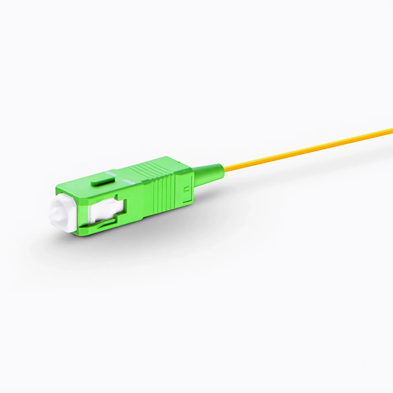 2m (7ft) Fiber Pigtail, SC APC to Unterminated, Simplex, OS2 Single Mode, PVC (Unrated), 0.9mm, Yellow